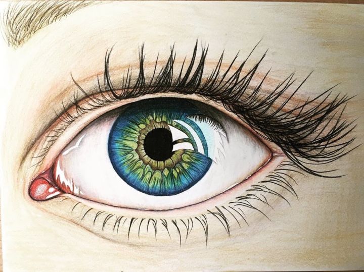Zeichnungen mit dem Titel "das Auge" von Tomrisart, Original-Kunstwerk, Conté-Buntstifte