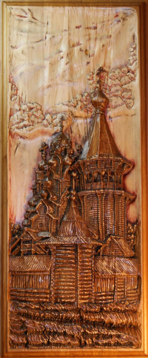Sculpture titled "Churches of Rus" by Vitalii Horiuk, Original Artwork, Wood