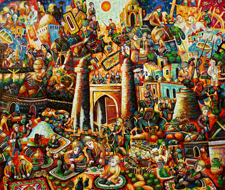 Painting titled "`The History of Tur…" by Turkmenbiz, Original Artwork, Oil
