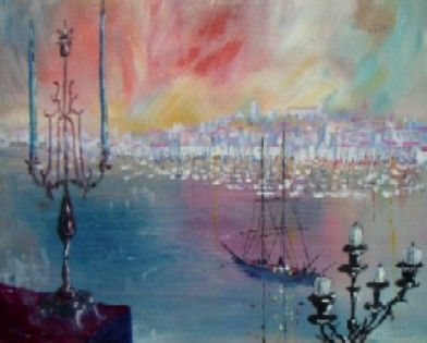 「port de Cannes」というタイトルの絵画 François-Vassil Andreeffによって, オリジナルのアートワーク