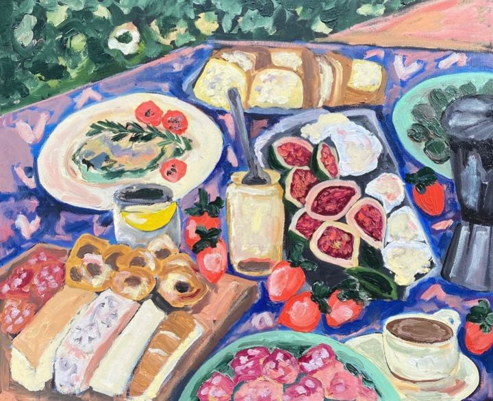Картина под названием "Breakfast in Proven…" - Gala Turovskaya, Подлинное произведение искусства, Масло