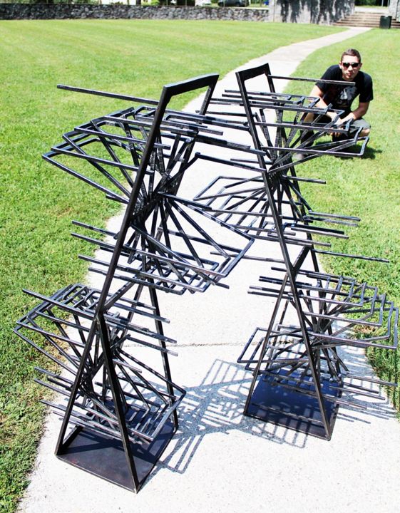 Sculpture titled "Twin Enigma" by Turry Lindstrom, Original Artwork, Metals