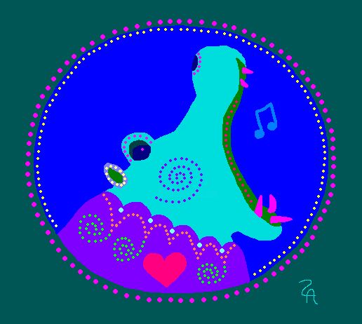 Arte digitale intitolato "Hippopotamus Song" da Zoe Ann Nishimuta, Opera d'arte originale