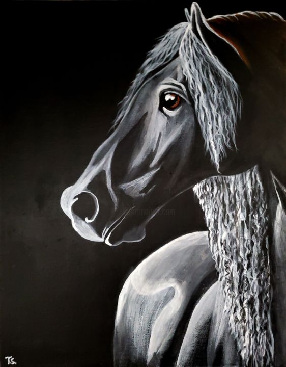 Painting titled "Stallion" by Tushar Singhla, Original Artwork, Acrylic