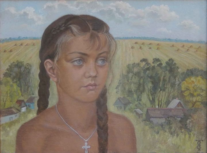 Painting titled "Август" by Elena Tutina Dvorkina, Original Artwork, Oil