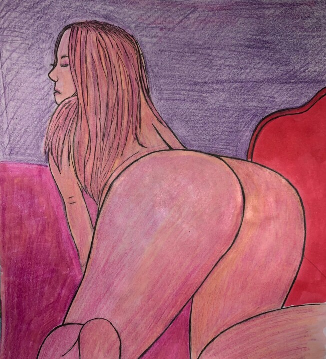 Peinture intitulée "Автопортрет 10" par Nadia Tutynina, Œuvre d'art originale, Crayon