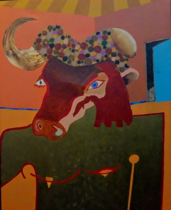 Painting titled "Atrás da porta." by José Maria De Carvalho, Original Artwork, Acrylic