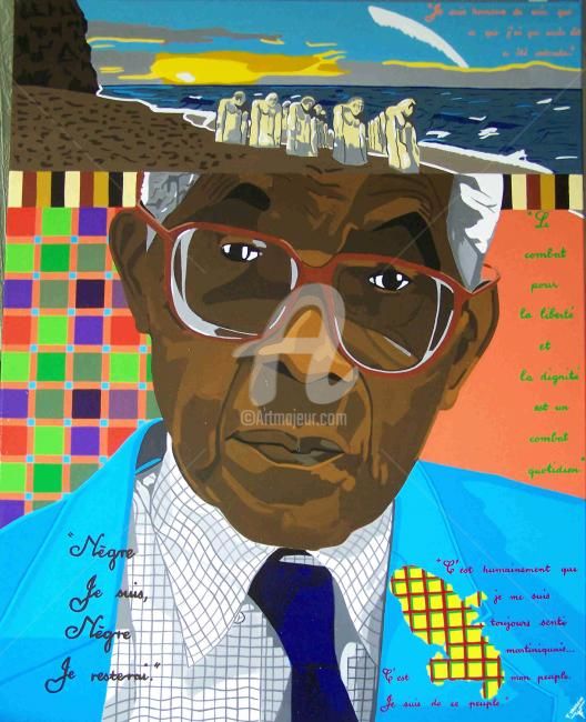 Peinture intitulée "Aimé CESAIRE" par Thierry Vaudein, Œuvre d'art originale, Huile