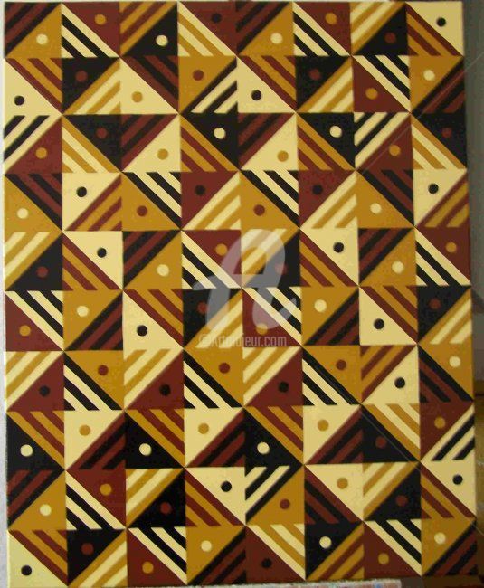 Pintura intitulada "MOTIF AFRICAIN 5" por Thierry Vaudein, Obras de arte originais, Outro