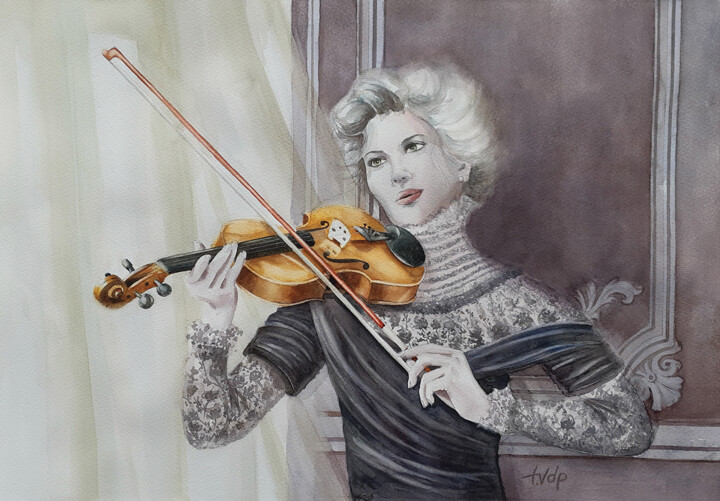 Pintura titulada "Stradivarius" por Tvdp Aquarelliste, Obra de arte original, Acuarela