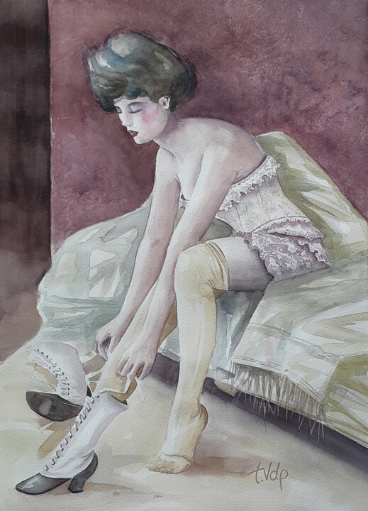 Pintura titulada "Jolie Môme" por Tvdp Aquarelliste, Obra de arte original, Acuarela