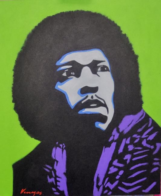 Pintura titulada "Jimi Hendrix" por Toño Venegas, Obra de arte original, Oleo