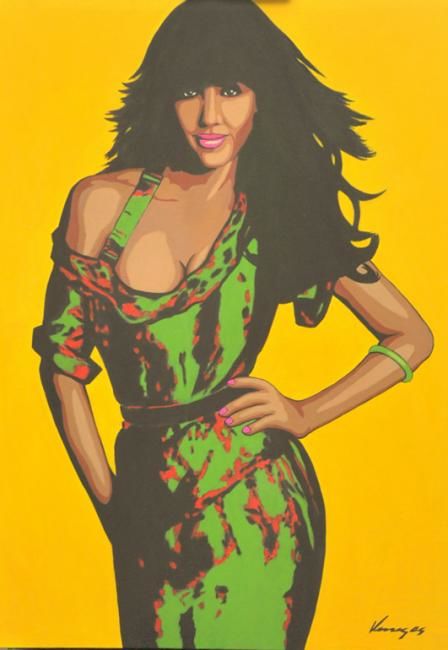Pintura titulada "Sweet Jessica(Alba)" por Toño Venegas, Obra de arte original, Oleo