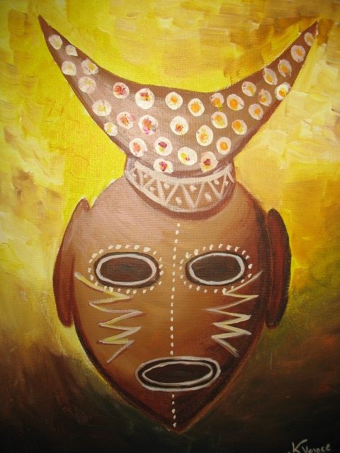 Pintura titulada "African Mask" por Princess Veroce, Obra de arte original