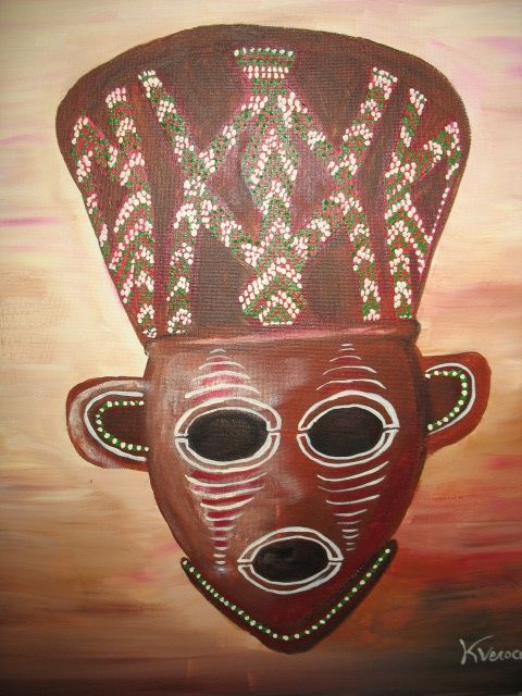 Pintura titulada "African Mask" por Princess Veroce, Obra de arte original