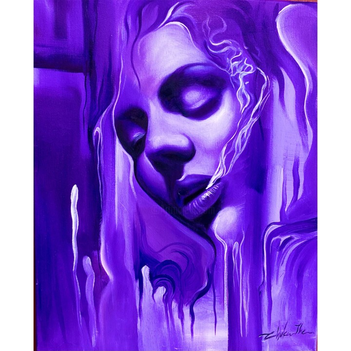 Peinture intitulée "Purple fog" par Chuka Ibe, Œuvre d'art originale, Huile