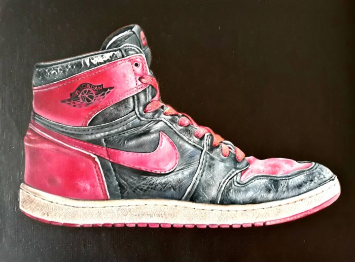 Peinture intitulée "Nike air jordan 1" par Sergio Rivera Martinez, Œuvre d'art originale, Acrylique Monté sur Autre panneau…