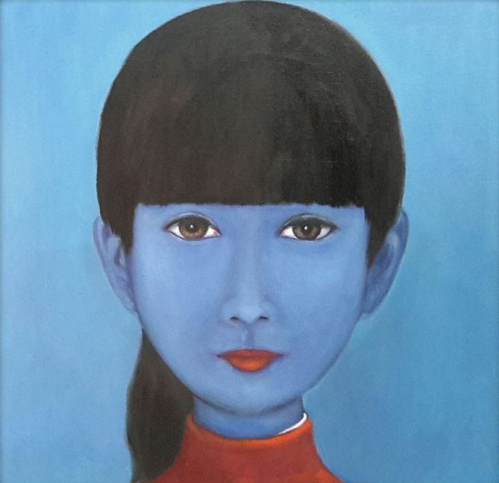 Dessin intitulée "BLUE" par Huang Dan Yang T Wong, Œuvre d'art originale