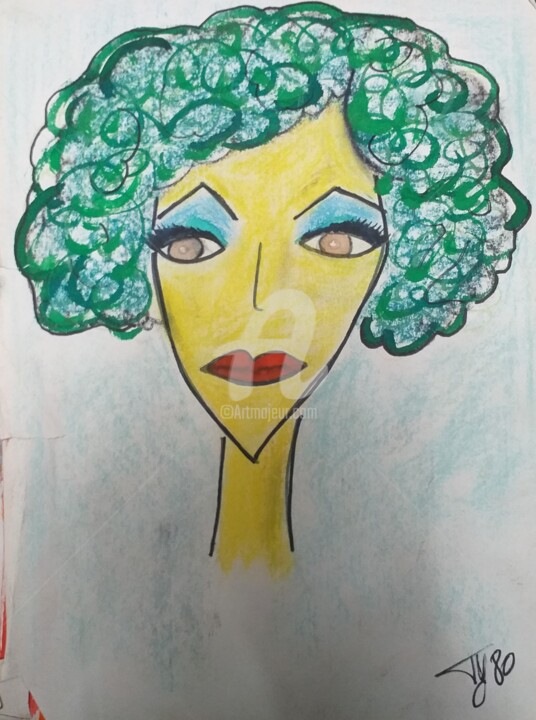 Drawing titled "la coiffeuse" by Ty80, Original Artwork, Chalk