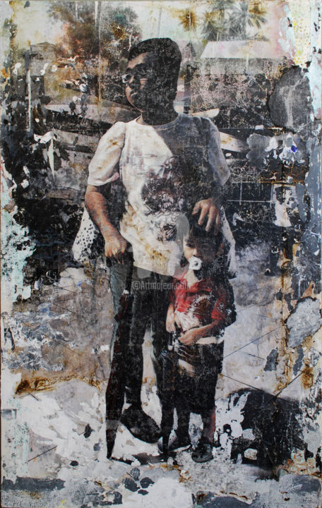 Painting titled "The two generations" by Tycheong, Original Artwork, Acrylic