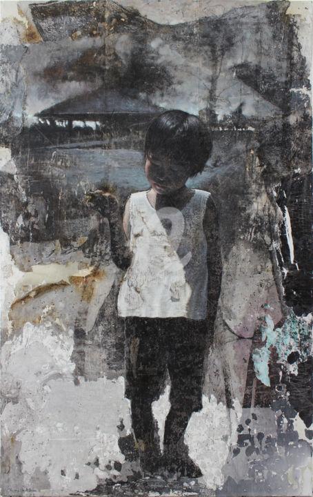 Malerei mit dem Titel "The little kid and…" von Tycheong, Original-Kunstwerk, Acryl
