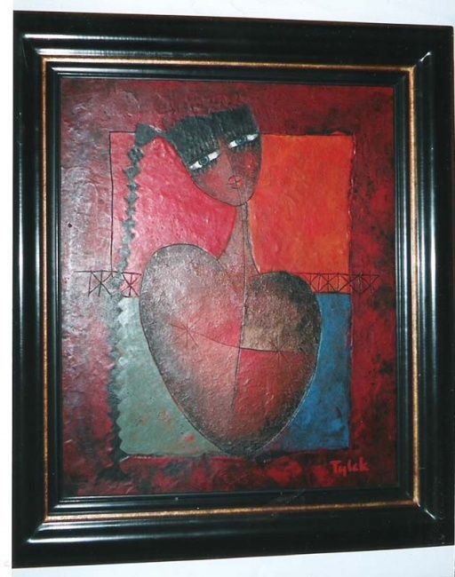 Peinture intitulée "Dame de cœur" par Tylek, Œuvre d'art originale