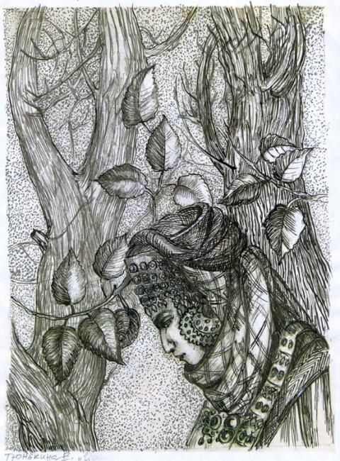Рисунок под названием "Осень" - Тюнькина Елена, Подлинное произведение искусства