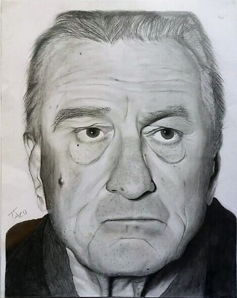 Drawing titled "Robert de niro" by Tzina Tsaou, Original Artwork, Pencil