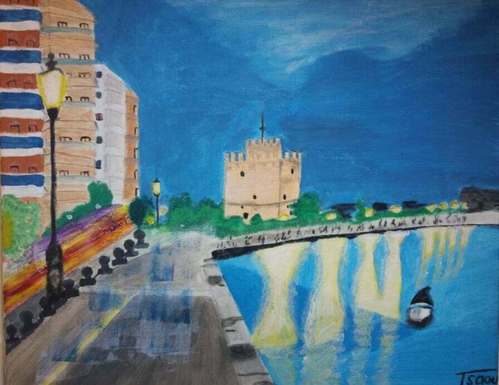 Картина под названием "Thessaloniki Art" - Tzina Tsaou, Подлинное произведение искусства, Акрил