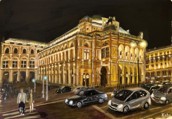 Pintura intitulada "Opera house in Vien…" por Kota Matsui, Obras de arte originais, Óleo