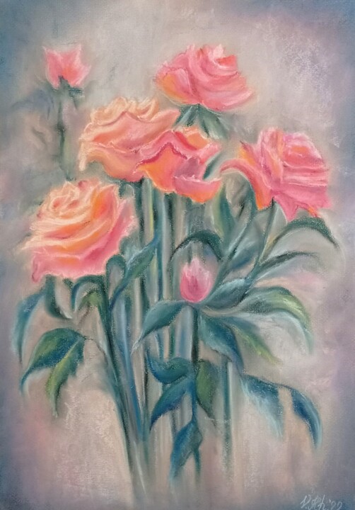 Painting titled "Перламутровые сны" by Valentina Khudyakova, Original Artwork, Pastel