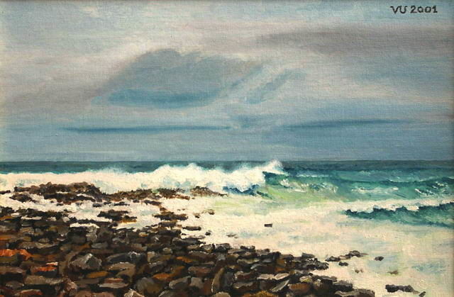 Malerei mit dem Titel "Surf on the Atlanti…" von Uvs, Original-Kunstwerk