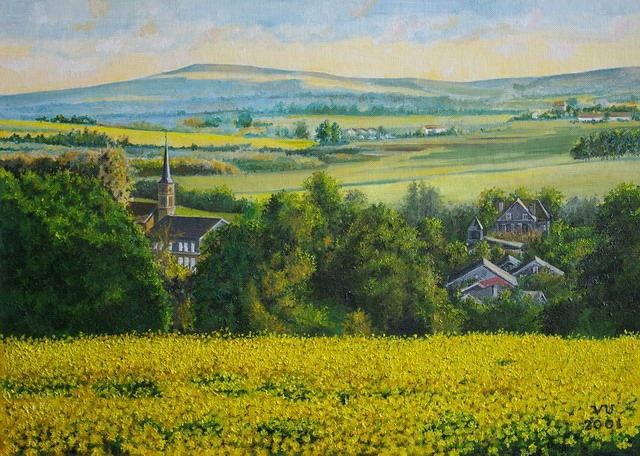 Malerei mit dem Titel "Spring in Lorraine." von Uvs, Original-Kunstwerk