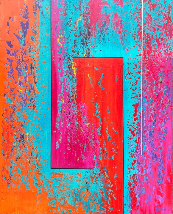 Schilderij getiteld "Field of Noise no:18" door Uday Mastenbroek, Origineel Kunstwerk, Acryl