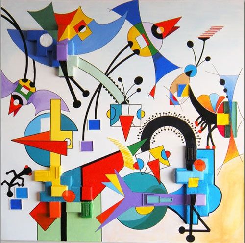Painting titled "Birds" by Udi Ohana, Original Artwork