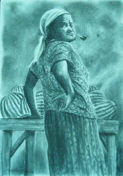 Drawing titled "Melancia" by Uendell Rocha, Original Artwork, Charcoal