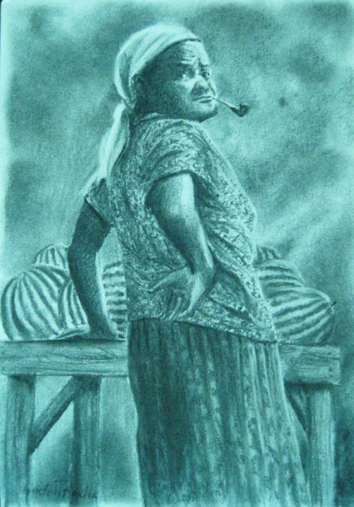 Desenho intitulada "Melancia" por Uendell Rocha, Obras de arte originais, Carvão