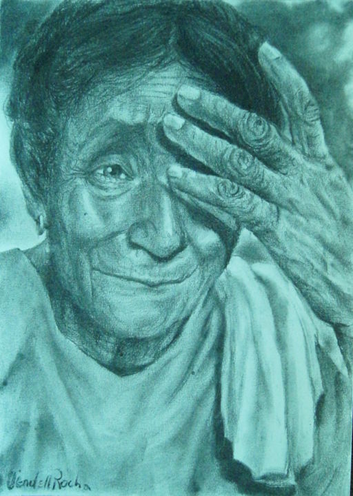 Dibujo titulada "Nostalgia" por Uendell Rocha, Obra de arte original, Carbón