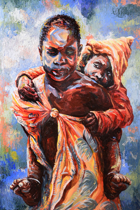 Painting titled "The lost  abused" by Noble Ugbobor, Original Artwork, Acrylic