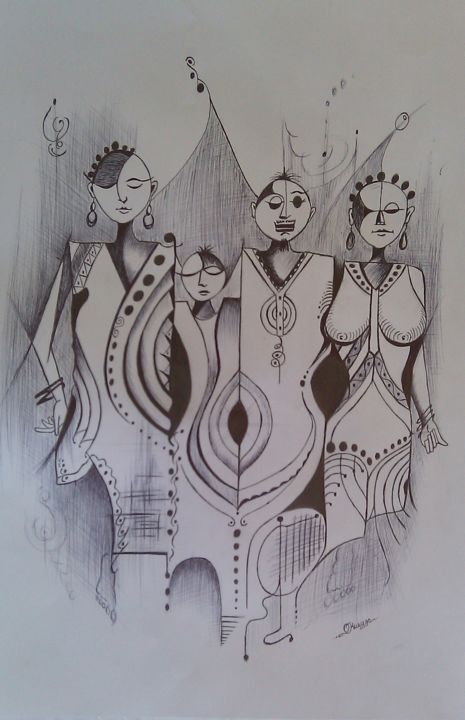Drawing titled "Good family" by Art Doctor, Original Artwork