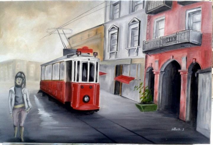 Painting titled "İstanbul Beyoğlu İs…" by Uğur Ergül, Original Artwork, Other