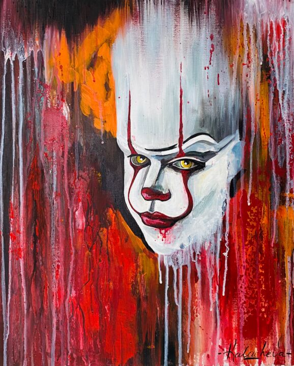 Pittura intitolato "Clown based on the…" da Ukla Kalacheva, Opera d'arte originale, Acrilico Montato su Telaio per barella i…