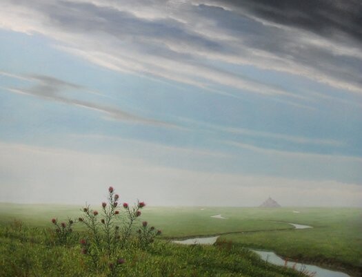 Schilderij getiteld "landscape mont sain…" door Uko Post, Origineel Kunstwerk, Anders