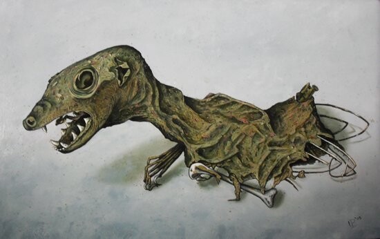 Peinture intitulée "dead predator" par Uko Post, Œuvre d'art originale, Autre