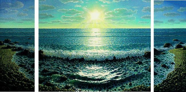 Картина под названием "Утреннее море" - Sergey Puzirchenko, Подлинное произведение искусства, Масло