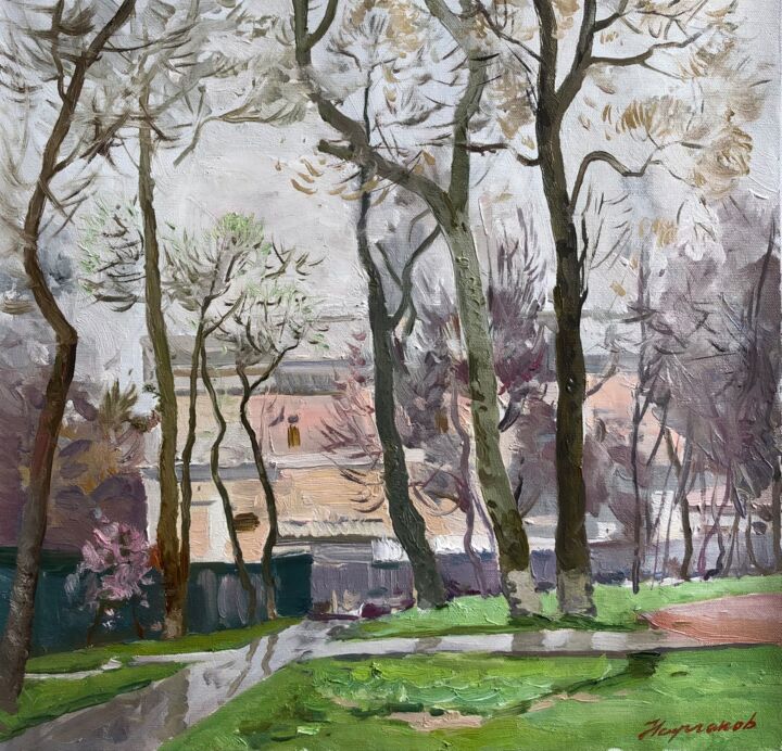 Картина под названием "«Early spring»" - Uktam Isirgapov, Подлинное произведение искусства, Масло