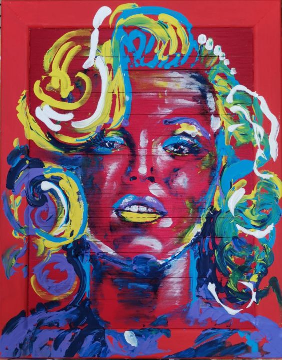 Painting titled "Marilyn Monroe. Red…" by Uliana Veretennikova, Original Artwork, Acrylic