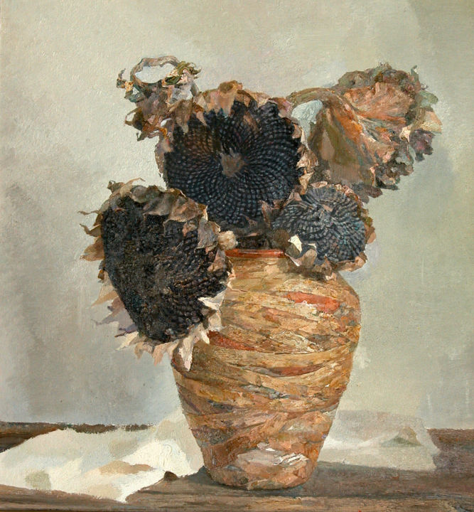 Painting titled "sunflowers" by Uladzimir Khadarovich, Original Artwork