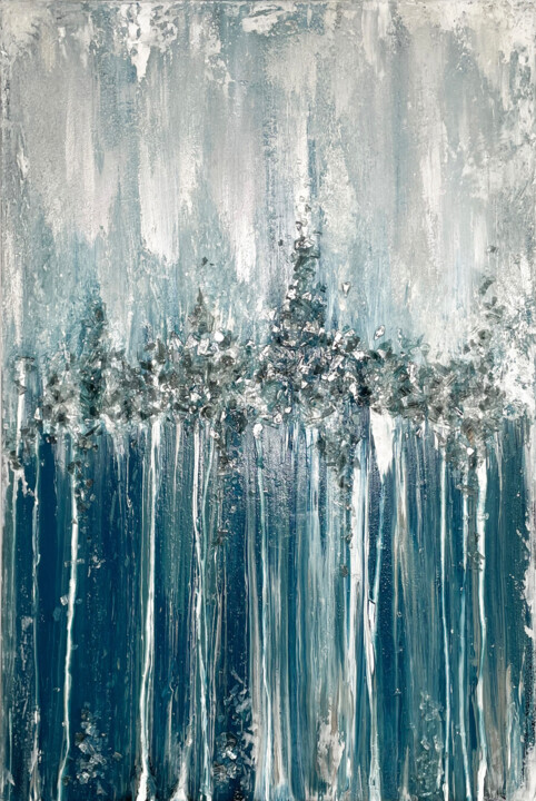 Картина под названием "Blue Textured art i…" - Uladzislava Korsak, Подлинное произведение искусства, Акрил