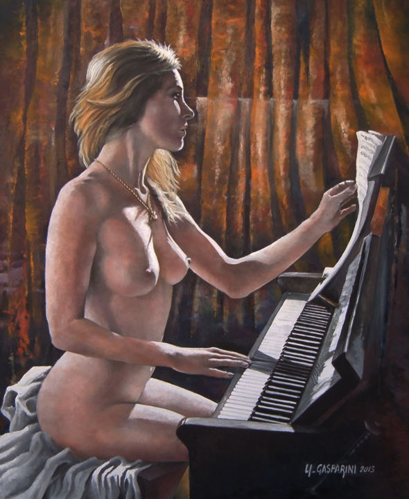 Painting titled "NOTE IN CONTROLUCE" by Ulderico Gasparini, Original Artwork, Oil